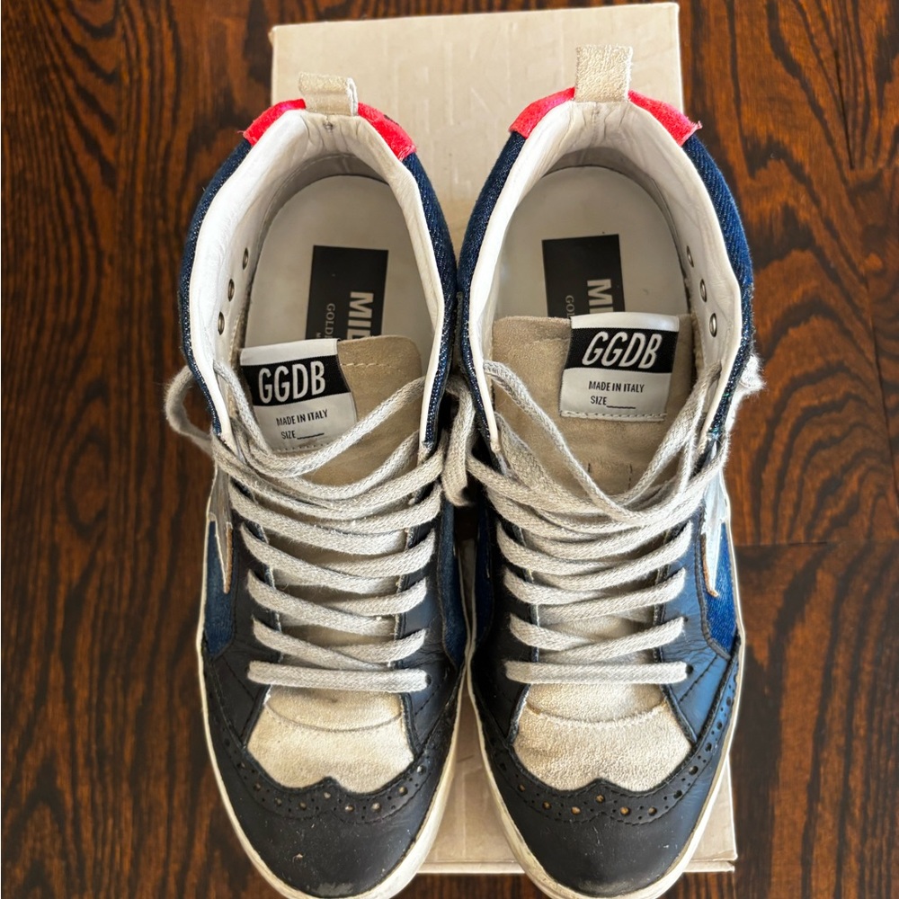 Golden Goose Style GGDB High-Top Sneakers in Denim, Black & Cream